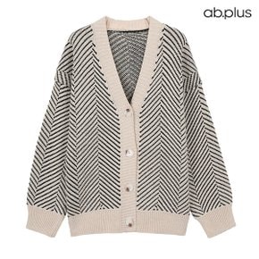 [ab.plus/신상] 헤링본 브이넥 루즈핏 가디건 (LSZ4MY40A)