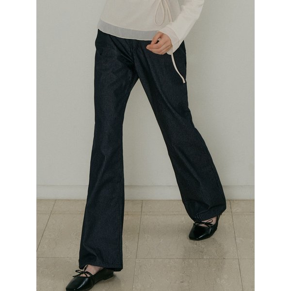 comos 1501 line semi straight pants (navy stripe)