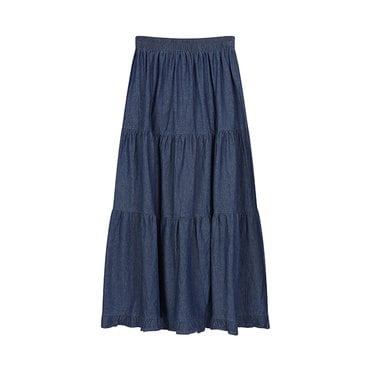 LAP 데님 티어드 밴딩 롱 스커트 AR2DS420