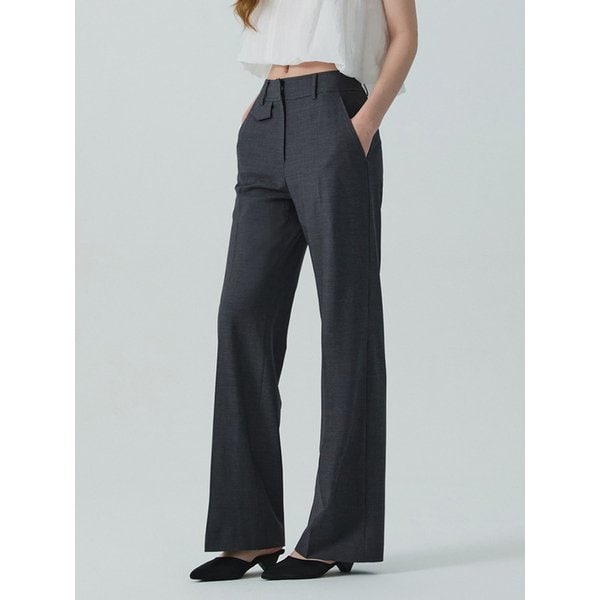 Front Flap Pocket Semi-Wide Slacks_Gray