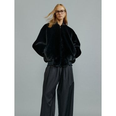 몰리올리 PIO overfit zip-up fur jumper [black]