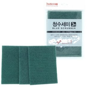 국산 청 수세미 3p 주방 식당 가정용 수세미 3장