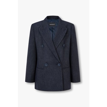 엠포리오아르마니 여성 울 블렌드 피크트 라펠 더블 자켓 A525302504000