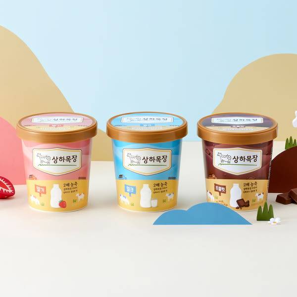 상하목장 아이스크림 파인트 474ml 3종(밀크,딸기,초코)