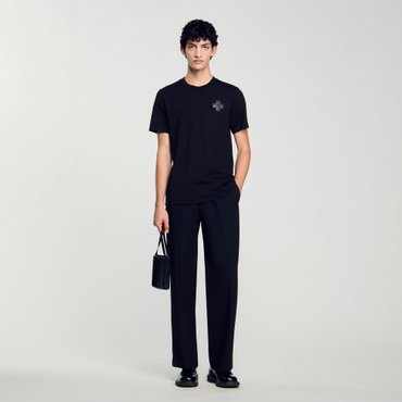 산드로옴므 [SANDRO HOMME] 크로스 패치 반소매 티셔츠 SH25S3MRR1299