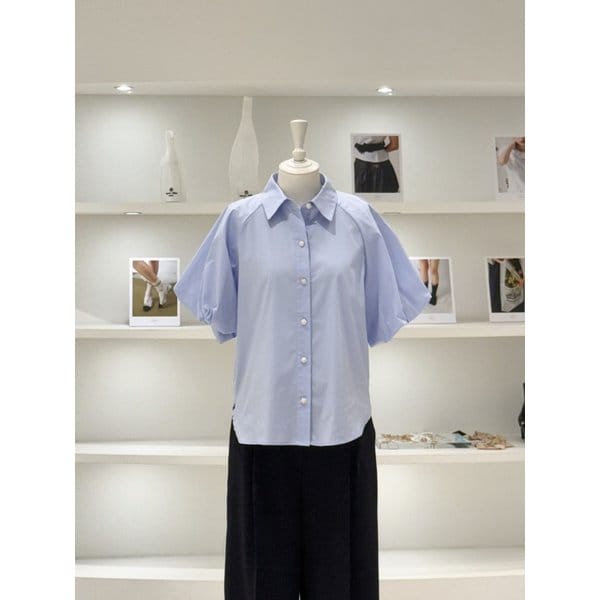 [여주점] 여성 벌룬 소매 카라 셔츠 블라우스 (L262PSC055)