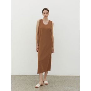 String Point Sleeveless Long Dress Camel