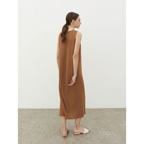 String Point Sleeveless Long Dress Camel