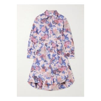 에르뎀 비대칭 플로럴 프린트 코튼 포플린 미니 셔츠 드레스 핑크 46376663162865469