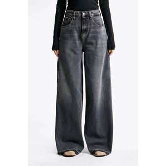 타미진스 여성 와이드 블랙 워시 데님 팬츠 T32F0NEW37TWT1 TOMMY JEANS