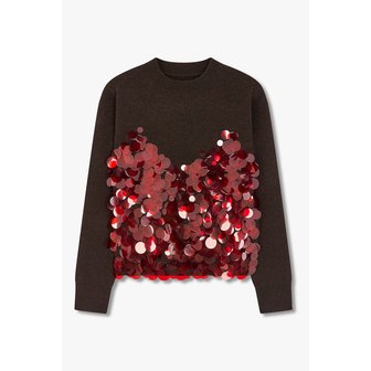 사카이 여성 시퀸 엠브로이더리 울 니트 6415330504000