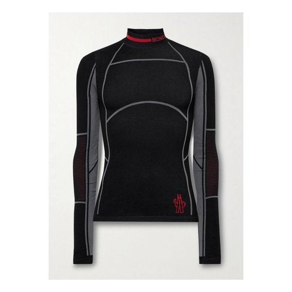 몽클레어 로고 자카드 스트레치 니트 스키 베이스 레이어 블랙 1647597355587761