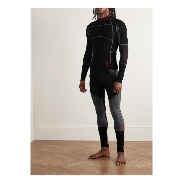 몽클레어 로고 자카드 스트레치 니트 스키 베이스 레이어 블랙 1647597355587761