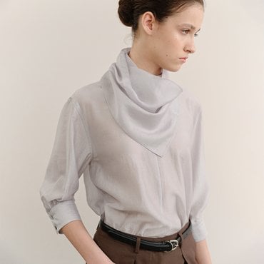 킨더살몬 Maud Scarf Blouse Lavender-Smoke