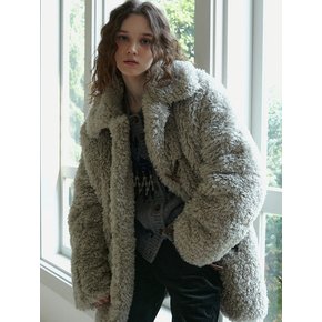 Shearling Duffle Half Coat (L/Grey)