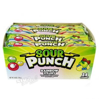  사우어펀치 사워펀치 레인보우 신맛 젤리 57gX24개 SOUR PUNCH STRAWS RAINBOW