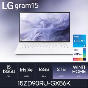 LG전자 그램15 15ZD90RU-GX56K (WIN11HOME/SSD 2TB/RAM 16GB) HMC