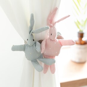 토끼 인형 커튼 집게 타이백 커플 10cm 인테리어 실내 고정
