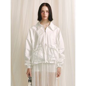 SHIRRING RIBBON JACKET - WHITE