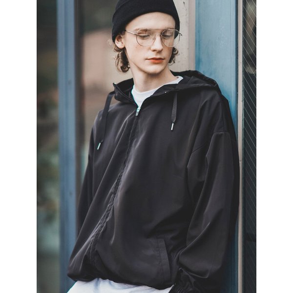 피크닉 라이트 후드 자켓 블랙 KMOT7475