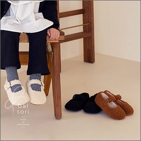 발소리 겨울 뽀글이 버클 아기 유아 아동 여아 털 플랫 구두 신발