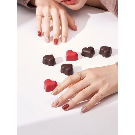 엣지유 샵젤 버건디하트글램 붙이는 젤 네일 16pcs