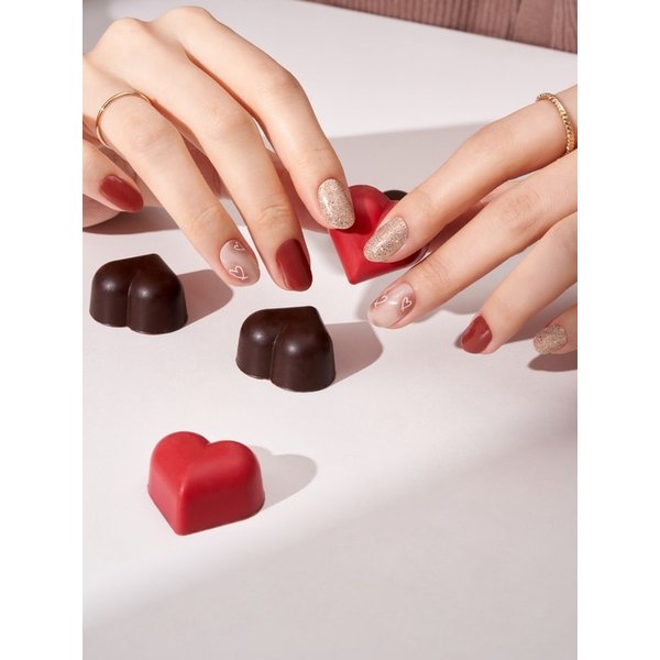 샵젤 버건디하트글램 붙이는 젤 네일 16pcs