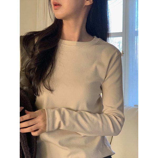 클래시크 후라이스 긴팔티_LIGHT BEIGE