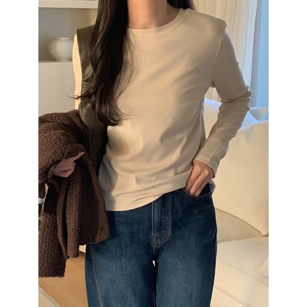 클래시크 후라이스 긴팔티_LIGHT BEIGE