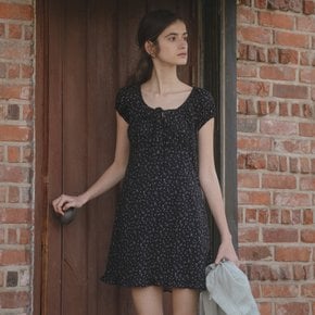 Floral shirring mini dress [TISU06OP02]_Black