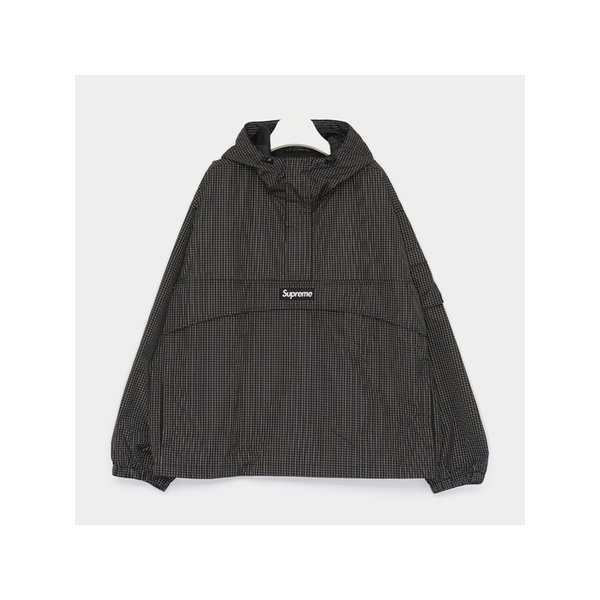 사각 패치로고 리플렉티브 립스탑 아노락 남성 자켓 SS25J46 BLACK