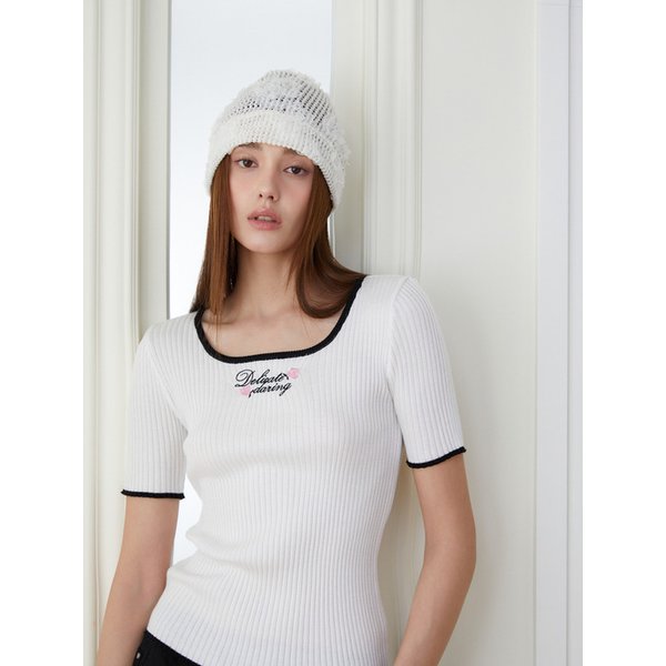 [BLUE LABEL] 로즈레터링 배색 반팔니트 ES2OKH01