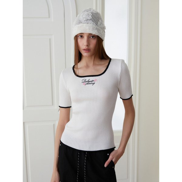 [BLUE LABEL] 로즈레터링 배색 반팔니트 ES2OKH01