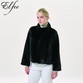  25FW  진도 엘페 휘메일 풀스킨 밍크 케이프 재킷  - 블랙(EJ16)