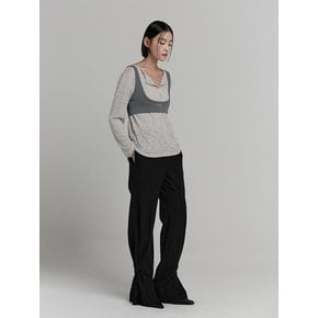 FLARE WOOL PANTS [BLACK]