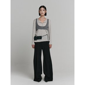 FLARE WOOL PANTS [BLACK]