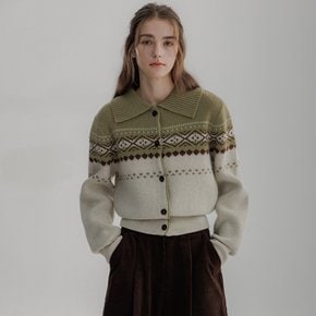 Emily Nordic Collar Cardigan-KHAKI