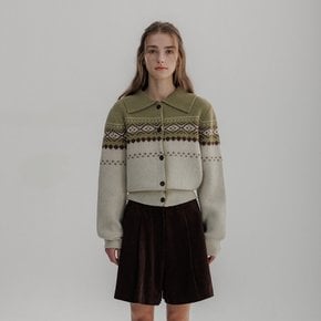 Emily Nordic Collar Cardigan-KHAKI