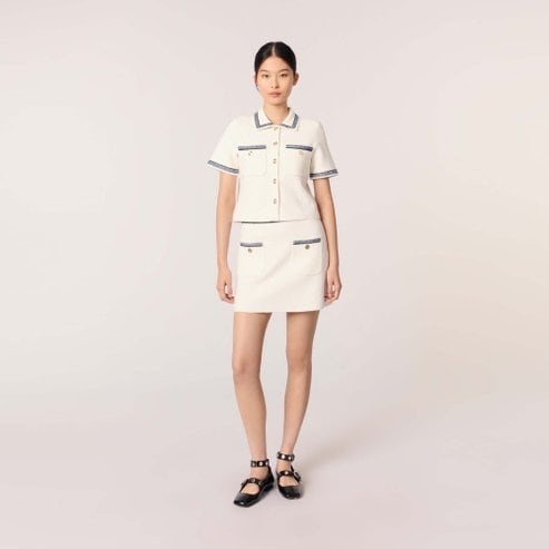 마쥬 [시즌오프 30%] 브레이드 트리밍 칼라 가디건