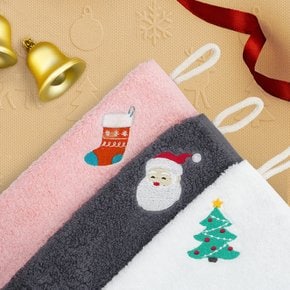 크리스마스 40수 자수 주방 고리수건 OPP 연말 송년회 이벤트 행사