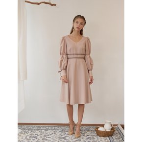 Puff Sleeve Dress LIGHT BEIGE