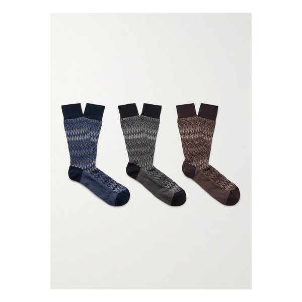 크로셰 니트 코튼 혼방 양말 3p 세트 멀티컬러 46376663162948264