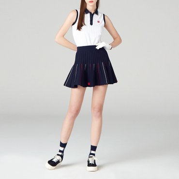 ONOFF [온오프골프웨어] 여성 삼색 플리츠 니트스커트 속바지포함 OF4042LA_NAVY