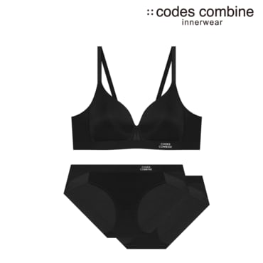 코데즈컴바인이너웨어 브라1+팬티2 노와이어 블랙 브라세트(CDWBR552BK+CDWBP552BK)