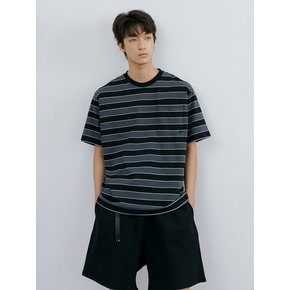 Washed stripe 1/2 T-shirt (black stripe)