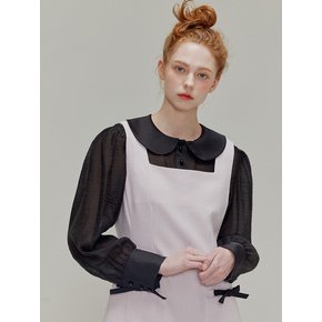 Round collar see-through blouse_Black