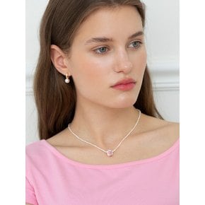 flower ceramic pearl necklace (PINK)