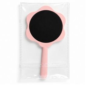 핑크 꽃 미니 손거울 원형 손잡이 화장 거울