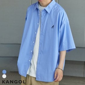X 앵커 스미스 로고 자수 오소토 반팔 셔츠 2컬러 블루 화이트 남성 남방