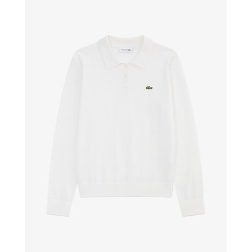 라코스테 (여성) 25FW 베이직 긴팔 스웨터 폴로 AF793E-55N 70V (오프화이트)
